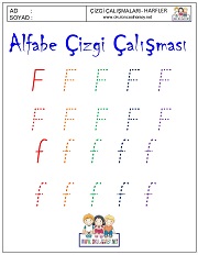 f harfi çizgi çalışması